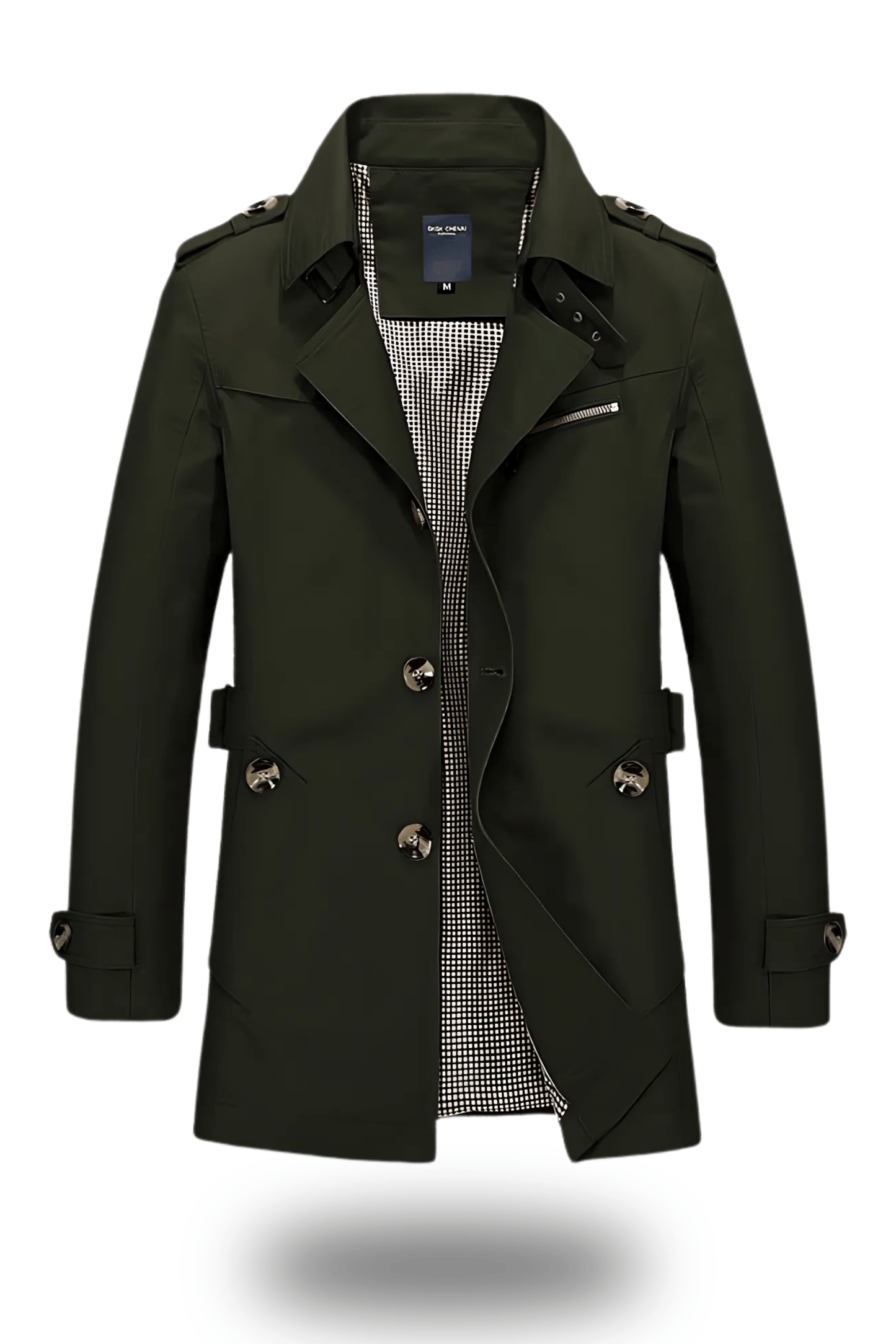 Denim Trench Coat with a turned-down collar