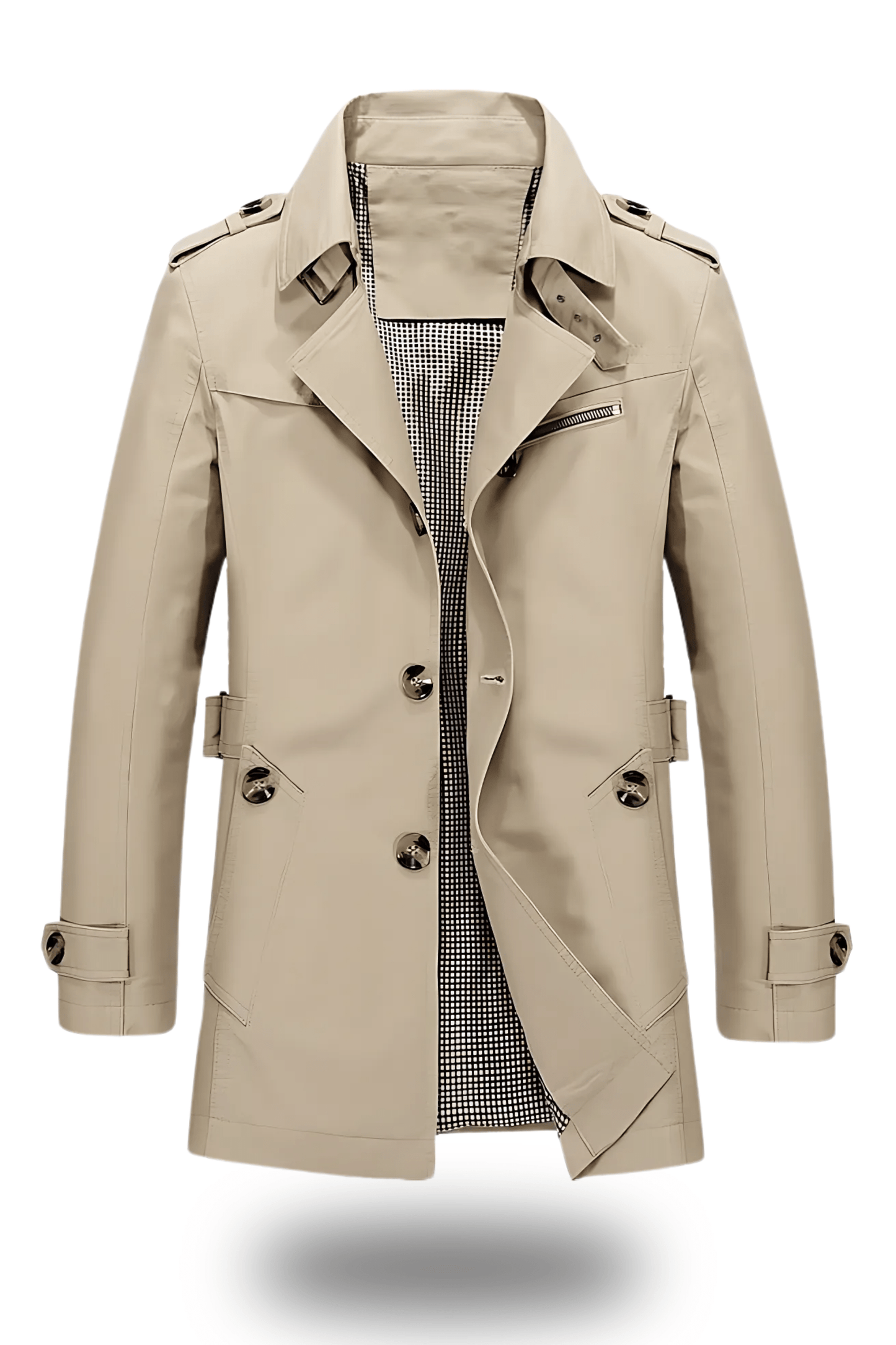 Denim Trench Coat with a turned-down collar