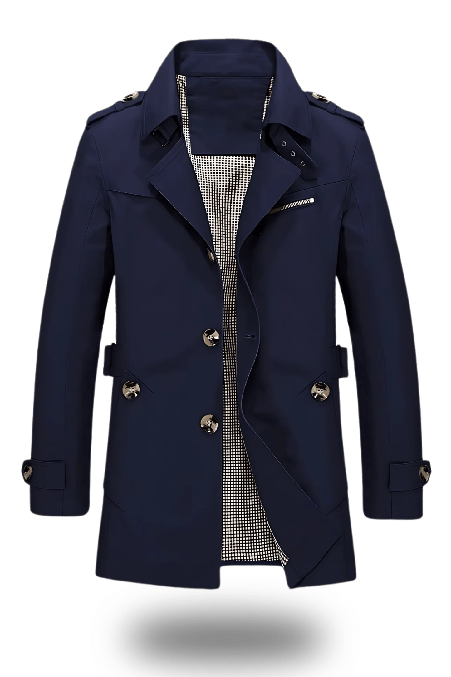 Denim Trench Coat with a turned-down collar