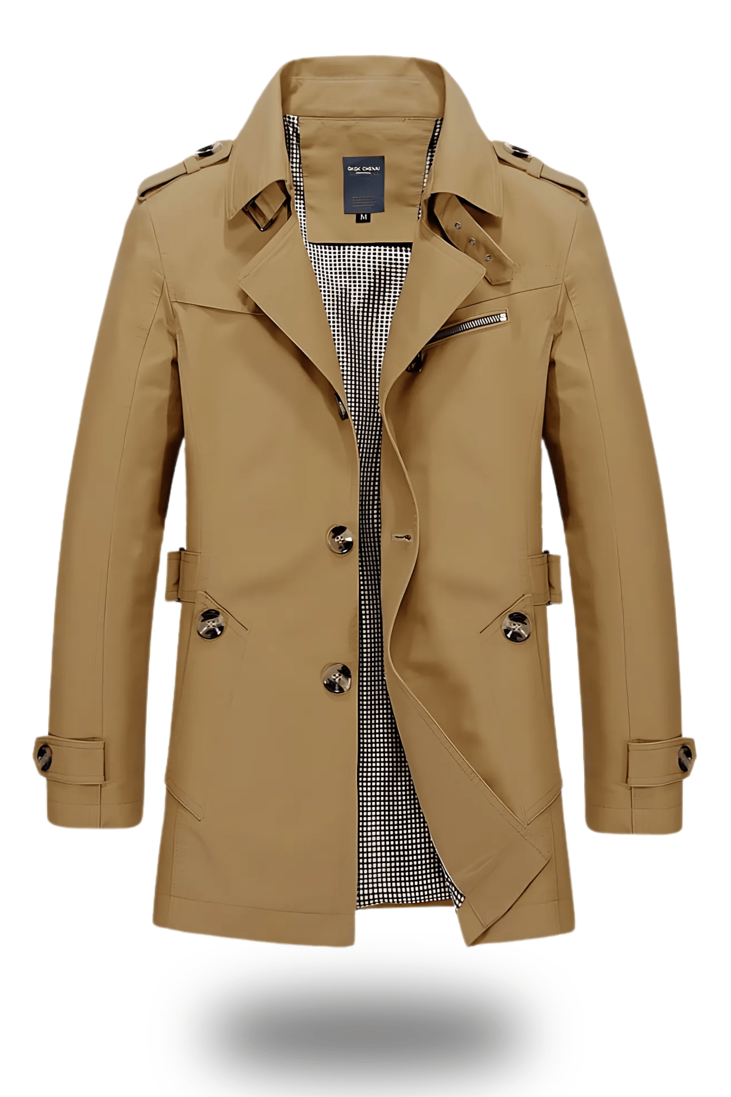 Denim Trench Coat with a turned-down collar