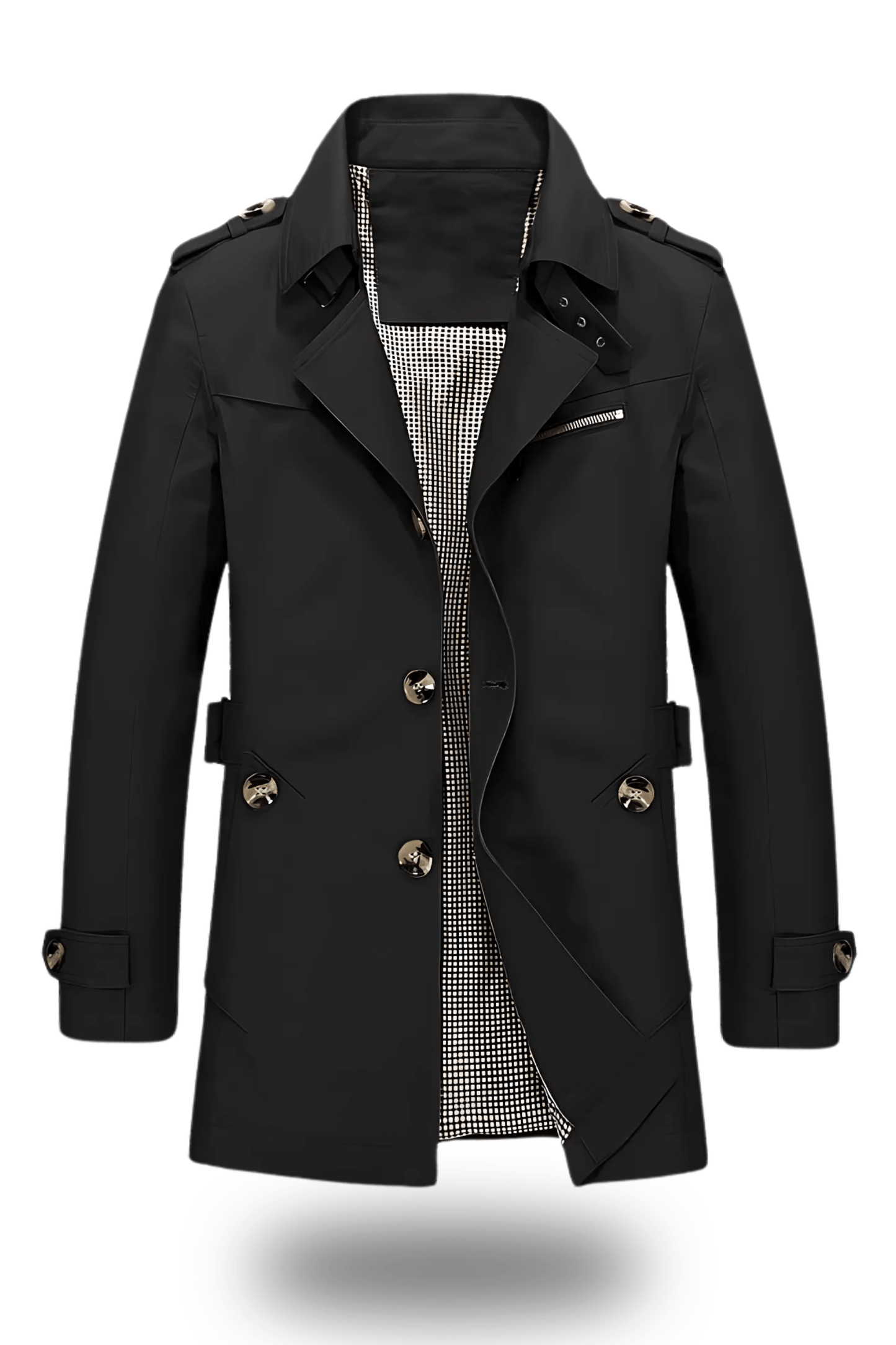 Denim Trench Coat with a turned-down collar