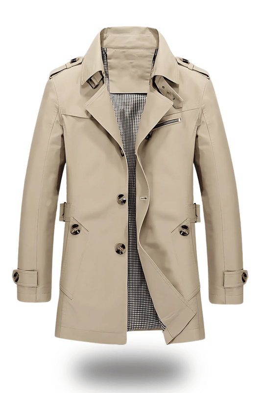 Denim Trench Coat with a turned-down collar